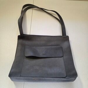 TEXIER Gray Suede Leather Shoulder Bag Purse‎